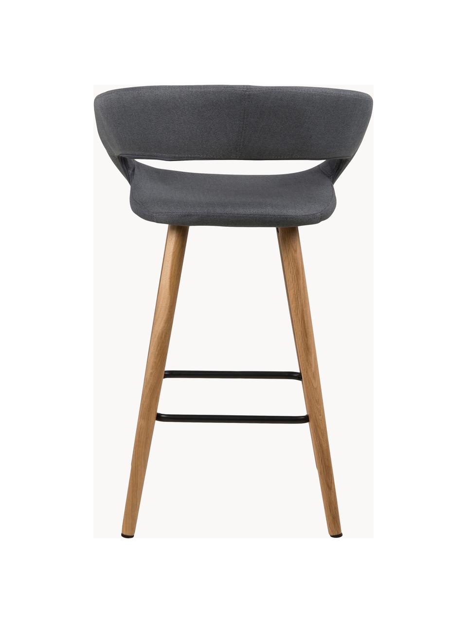 Barstoelen Grace, 2 stuks, Bekleding: polyester, Poten: geolied eikenhout, Geweven stof donkergrijs, B 56 x H 87 cm