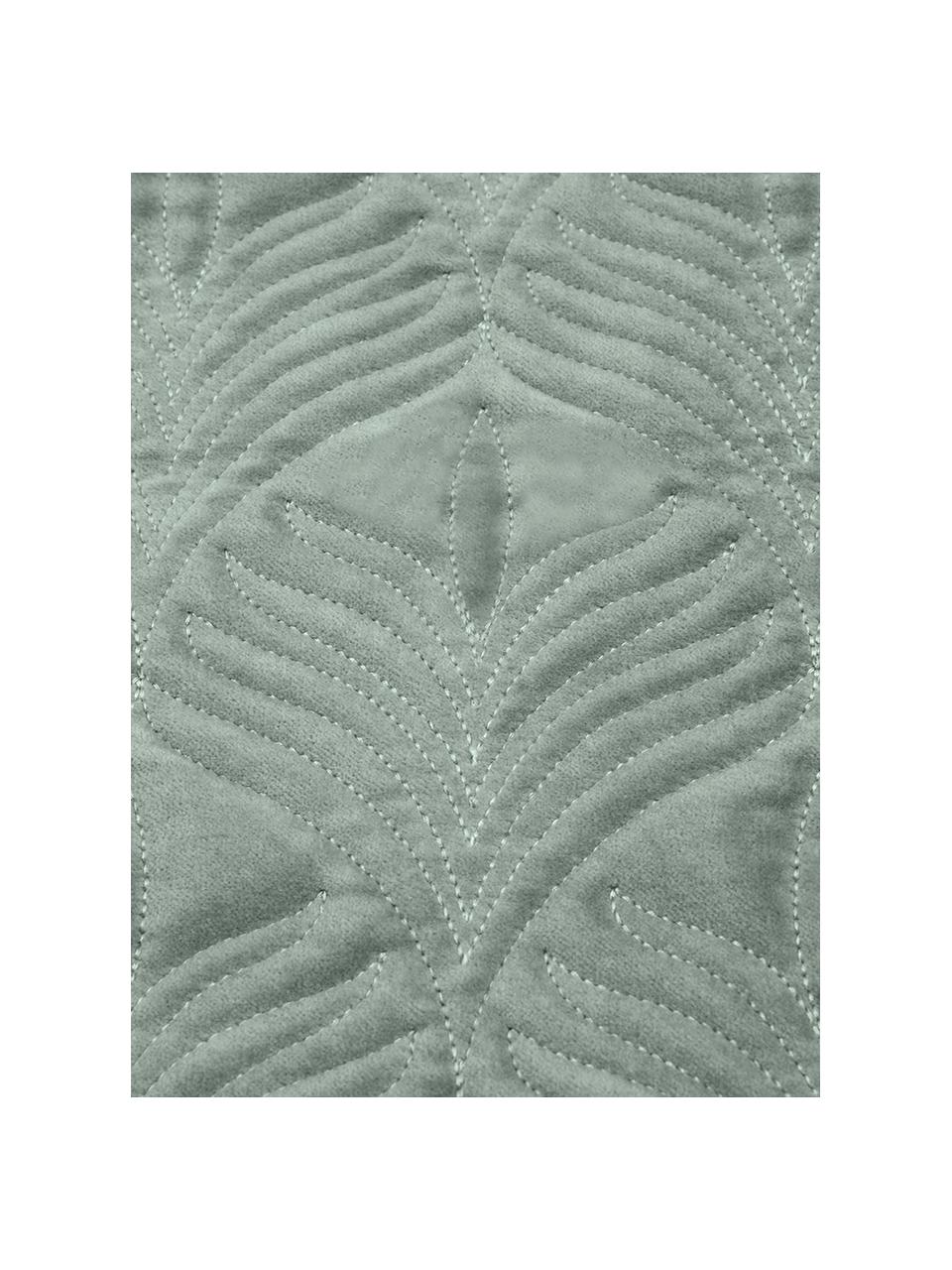 Gewatteerde fluwelen kussenhoes Celine met fijn patroon, Saliegroen, B 40 x L 40 cm