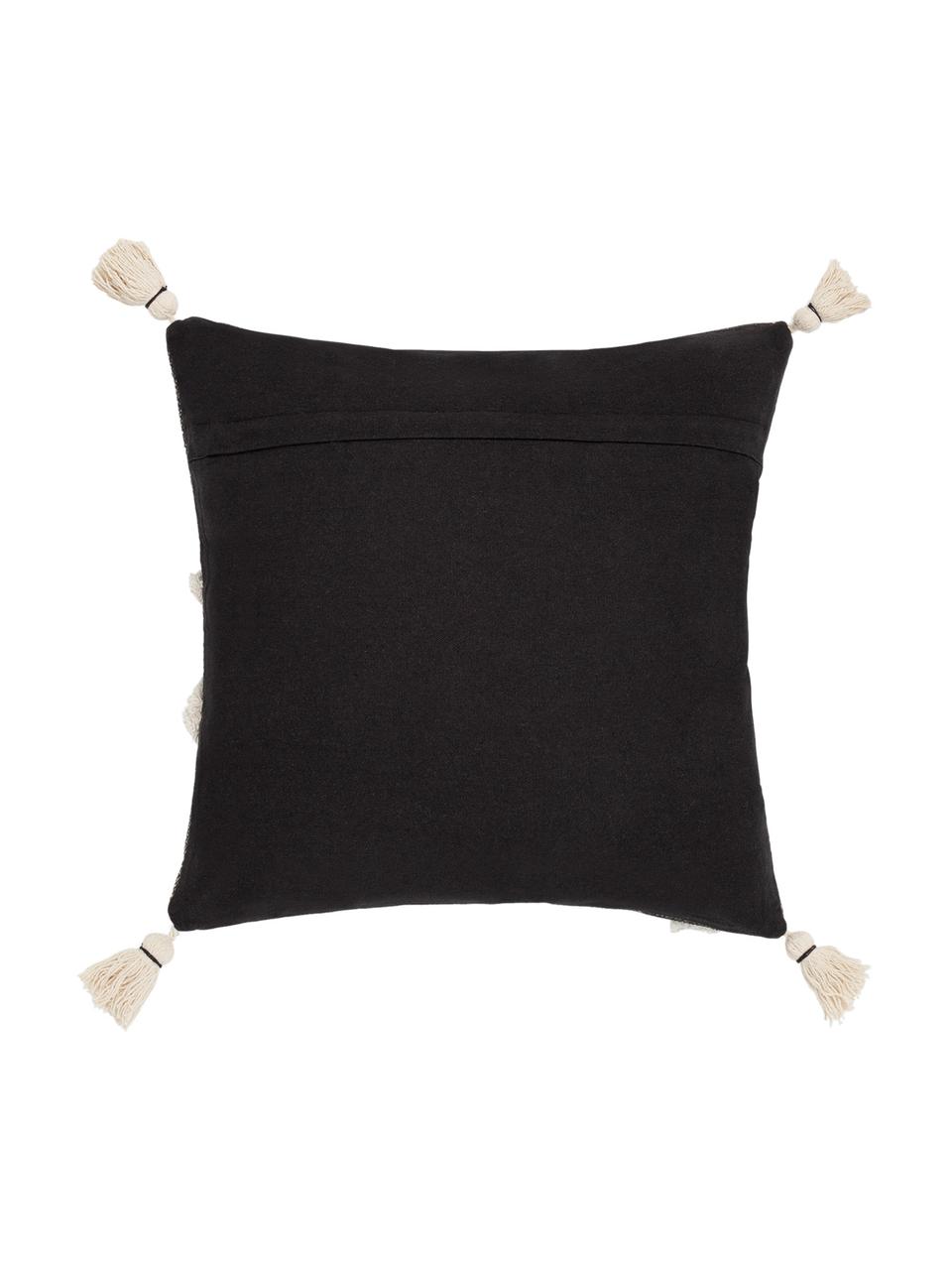 Housse de coussin 45x45 bohème Boa, Noir, blanc