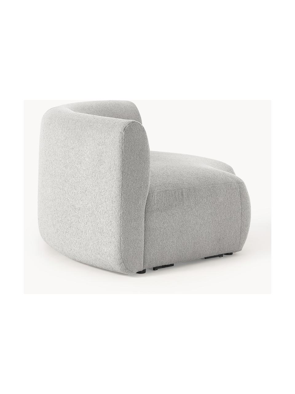 Módulo de esquina redondo en tejido bouclé sofá Sofia, Tapizado: tejido bouclé (100% polié, Estructura: madera de abeto con certi, Patas: plástico, Bouclé gris claro, An 138 x F 138 cm