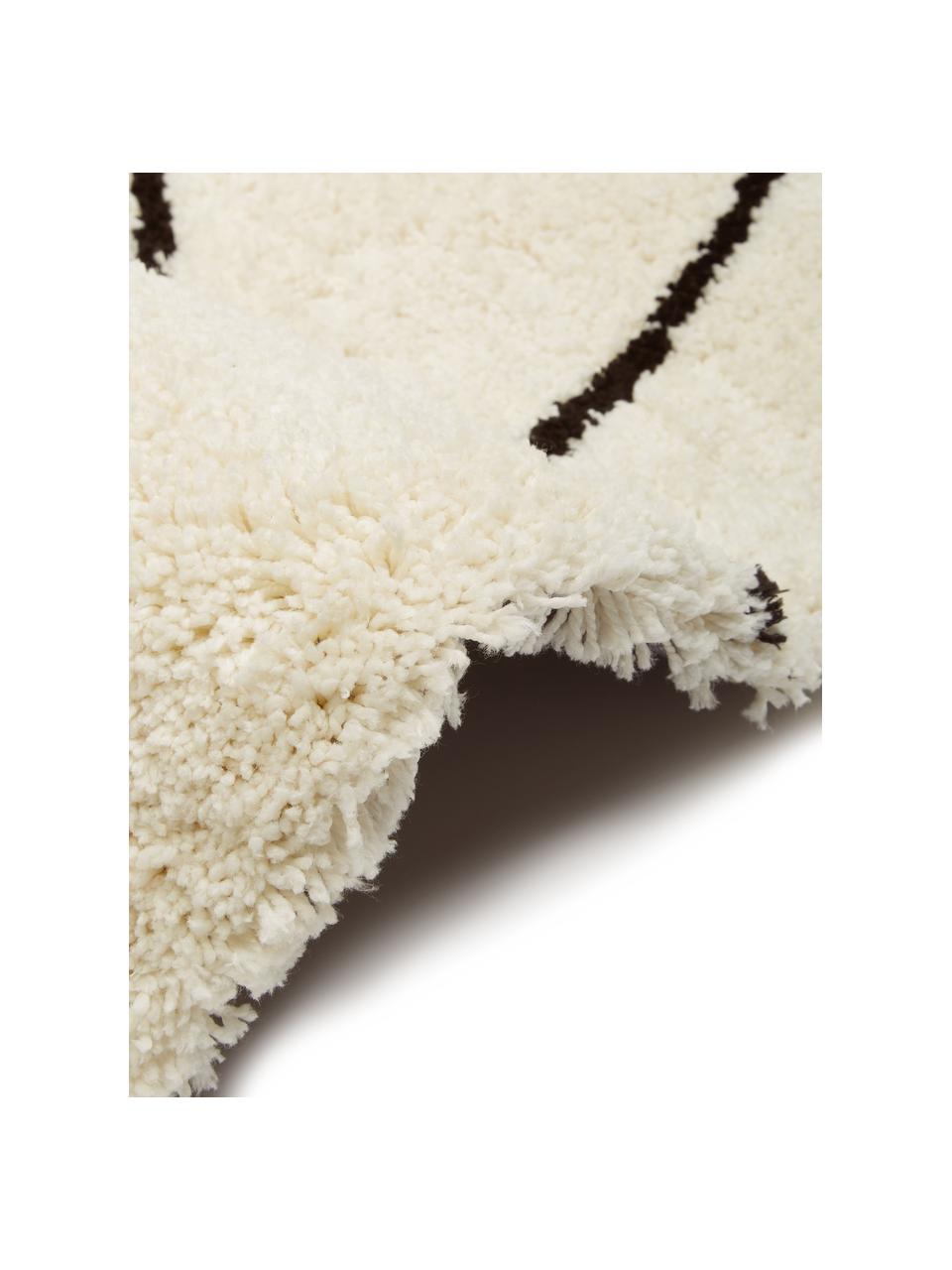 Ręcznie tuftowany okrągły dywan z długim włosiem Davin, Odcienie kremowego, czarny, Ø 200 cm  (Rozmiar L)