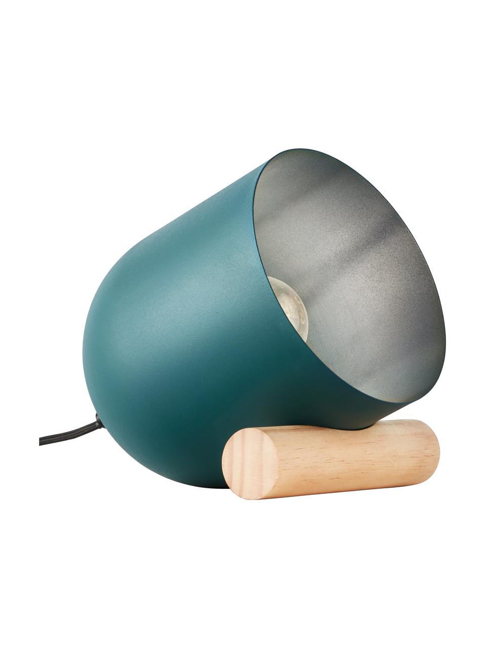 Lámpara de mesa pequeña Leonia, Pantalla: metal recubierto, Cable: cubierto en tela, Turquesa, An 16 x Al 21 cm