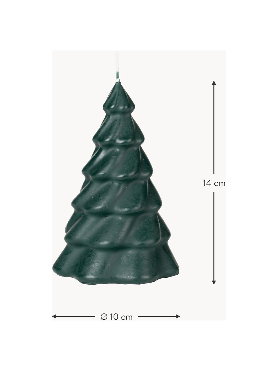 Vianočná sviečka v tvare jedle Pinus, Parafín, Tmavozelená, Ø 10 x V 14 cm