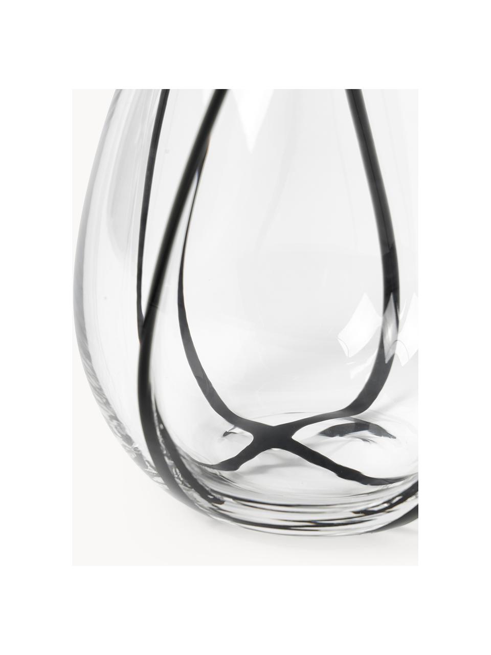 Glas-Vase Kira, H 18 cm, Kalknatronglas, Transparent, Schwarz, Ø 17 x H 18 cm