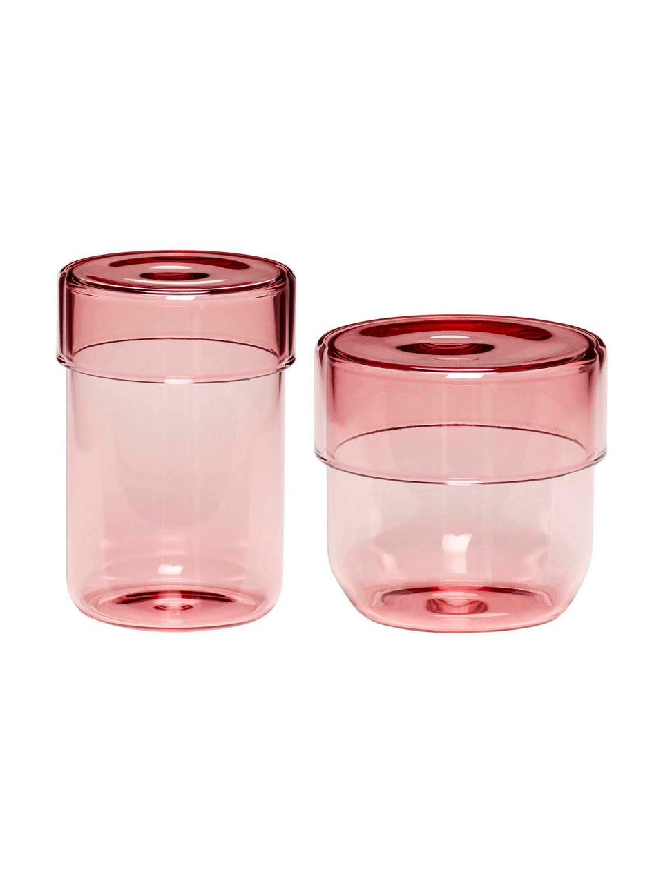 Aufbewahrungsdosen-Set Transisto, 2-tlg., Glas, Rosa, Dosen-Set S