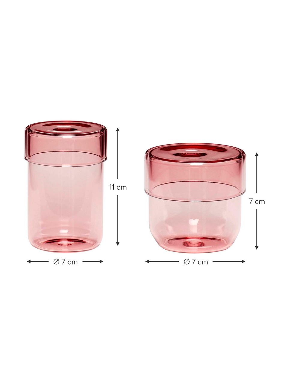 Opbergpottenset Transisto, 2-delig, Glas, Roze, Dozenset S