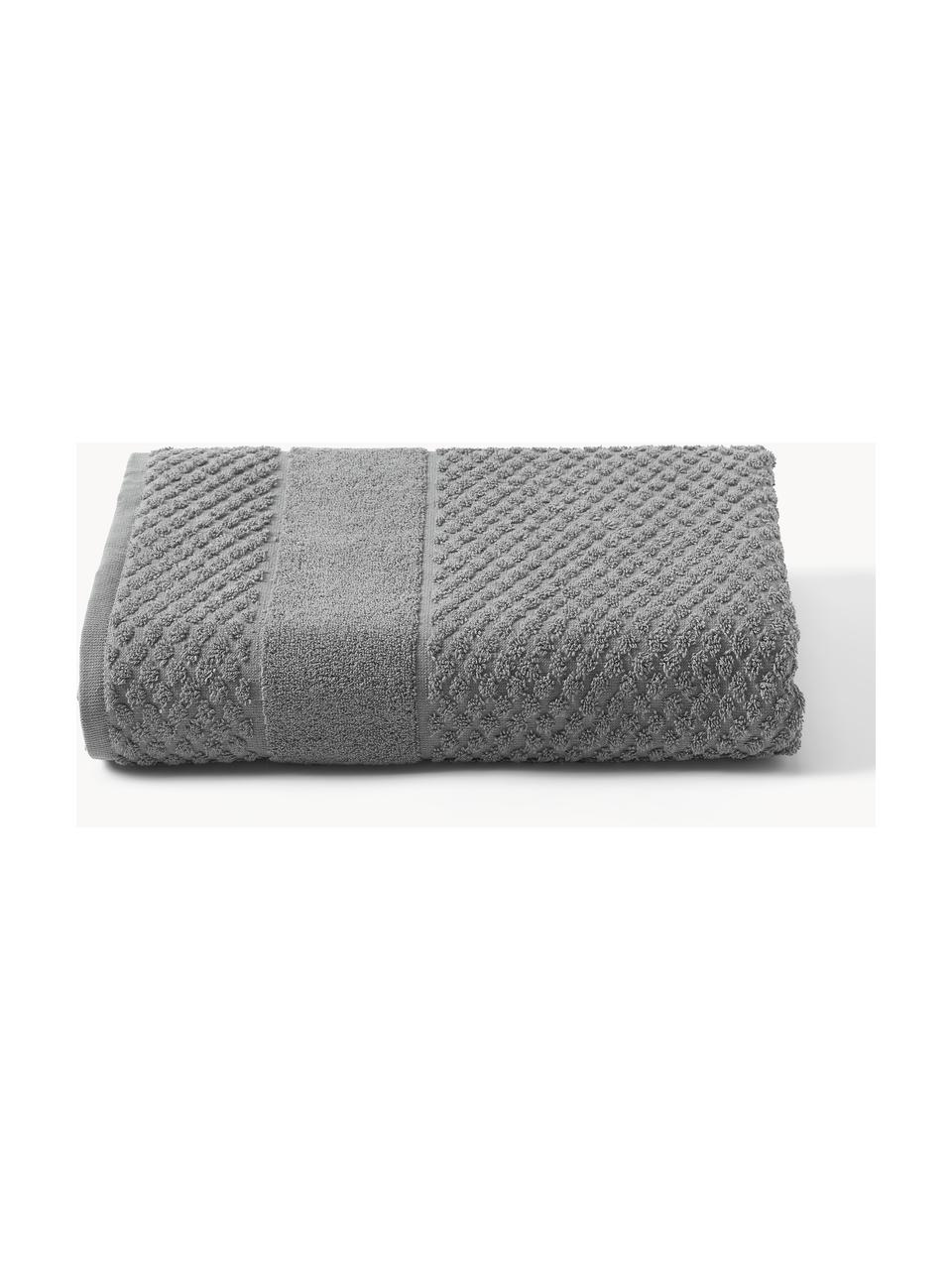 Serviette de toilette à motif nid d'abeille Katharina, tailles variées, Gris foncé, Serviettes de toilette, larg. 50 x long. 100 cm, 2 pièces