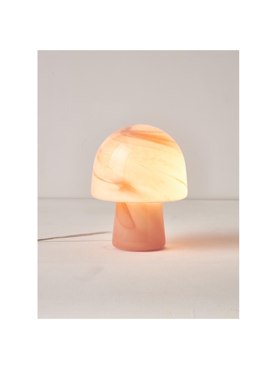 Kleine tafellamp Talia in marmerlook, Lamp: glas, Marmerlook koraalrood, Ø 20 x H 26 cm