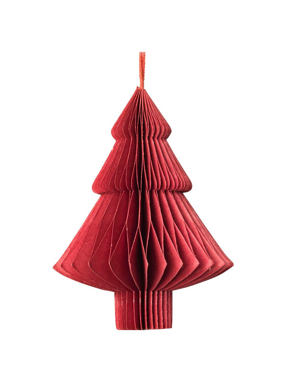 Adornos navideños Viola, 4 uds., Figura: papel, Rojo, Ø 9 x Al 10 cm