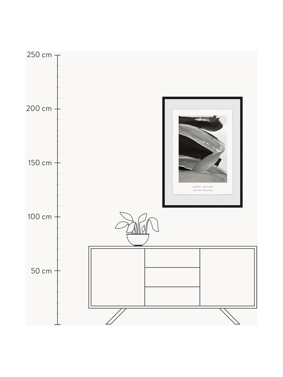 Gerahmter Digitaldruck Black & White, handgefertigt, Rahmen: Mitteldichte Holzfaserpla, Grau, Schwarz, B 73 x H 103 cm