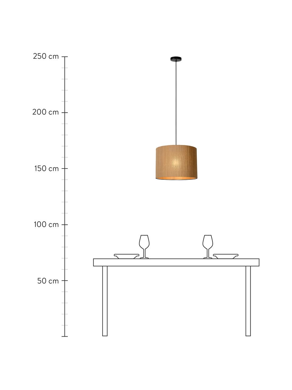 Pendelleuchte Magius aus Rattan, Lampenschirm: Rattan, Baldachin: Metall, beschichtet, Braun, Schwarz, Ø 42 x H 30 cm