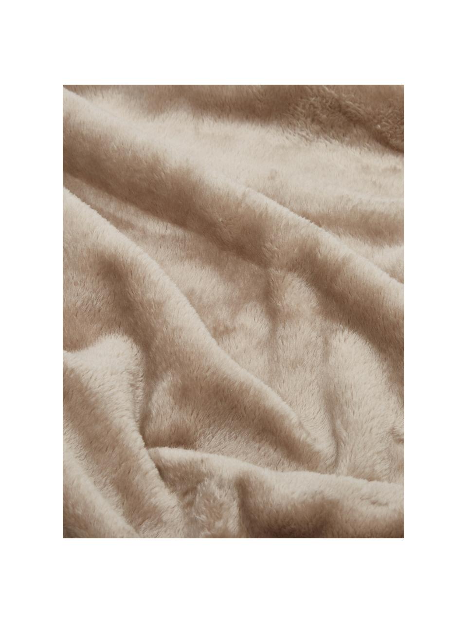 Plaid cocooning en polaire taupe Doudou, 100 % polyester, Taupe, larg. 130 x long. 160 cm