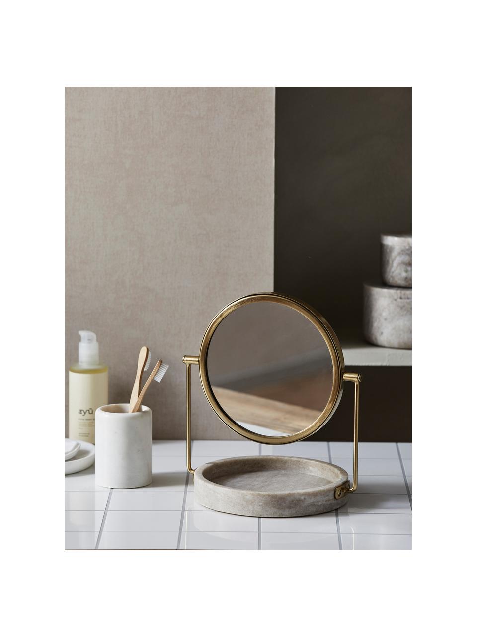 Miroir de salle de bain Haja, Doré, beige, marbré, larg. 21 x haut. 29 cm