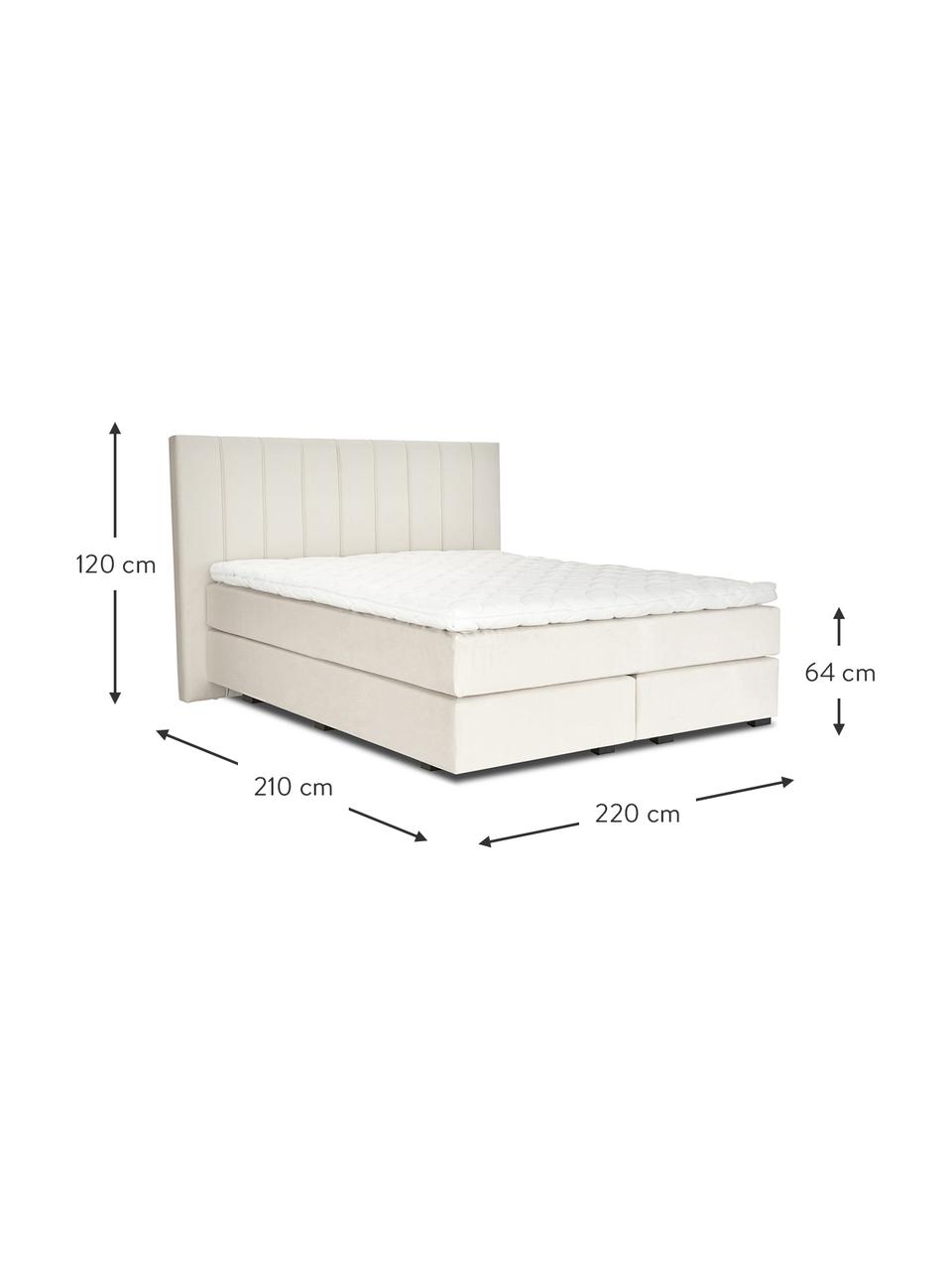 Cama matrimonial de teciopelo Premium Lacey, Patas: madera de haya maciza pin, Beige, 200 x 200 cm