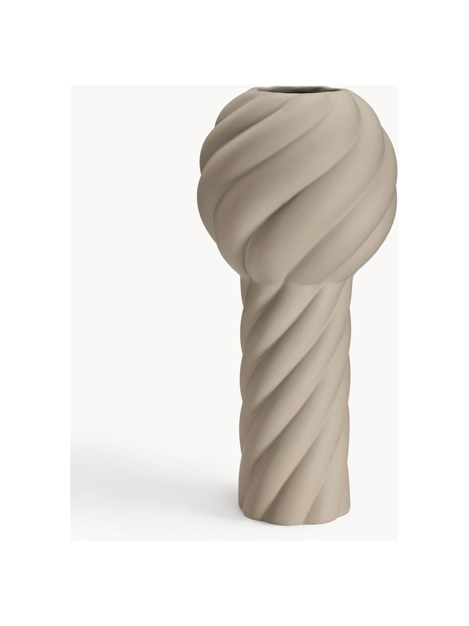 Handbemalte Keramik-Vase Twist Pillar, H 34 cm, Keramik, Hellbeige, Ø 16 x H 34 cm