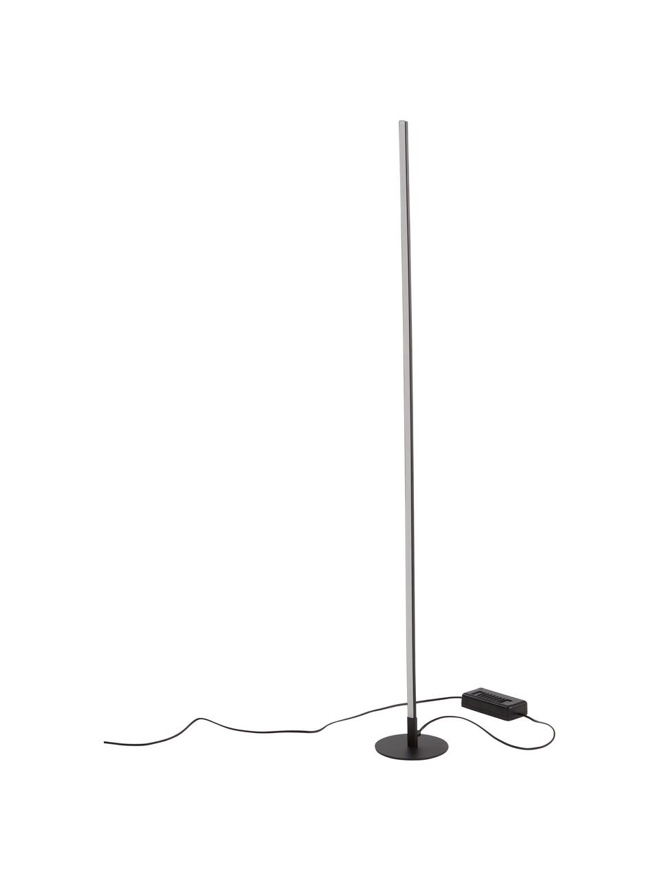 Lámpara de pie pequeña regulable LED Whisper, Estructura: metal recubierto, Cable: plástico, Negro, Ø 15 x Al 125 cm