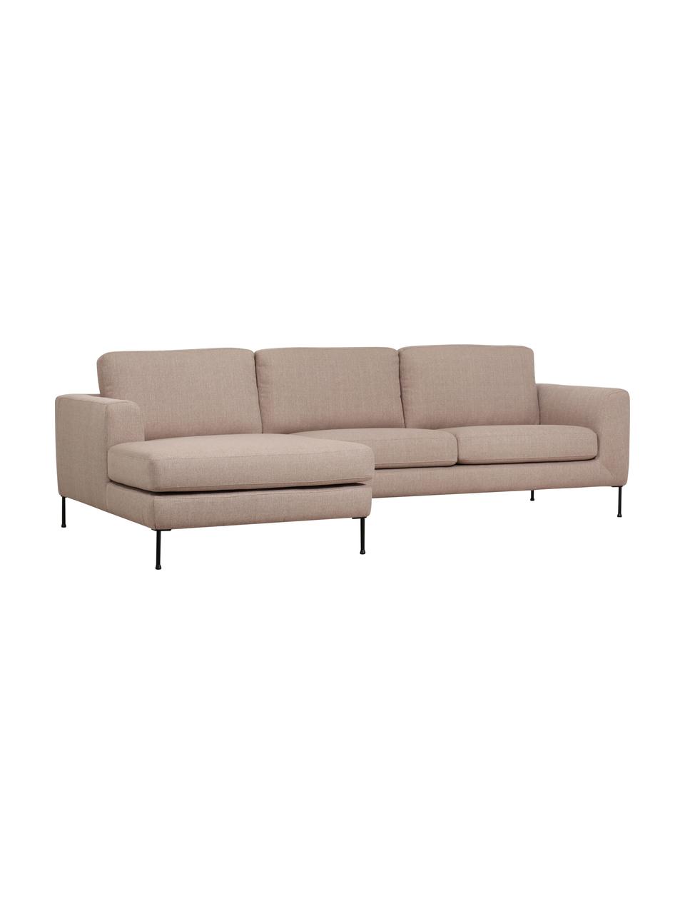 Rohová pohovka s kovovými nohami Cucita (3-miestna), Sivobéžová, Š 262 x H 163 cm, ľavé rohové prevedenie