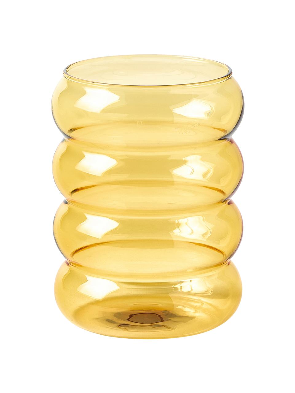 Verres à eau soufflés bouche Lalo, 4 élém., Verre borosilicate, Bleu, gris, jaune, vert, Ø 8 x haut. 10 cm