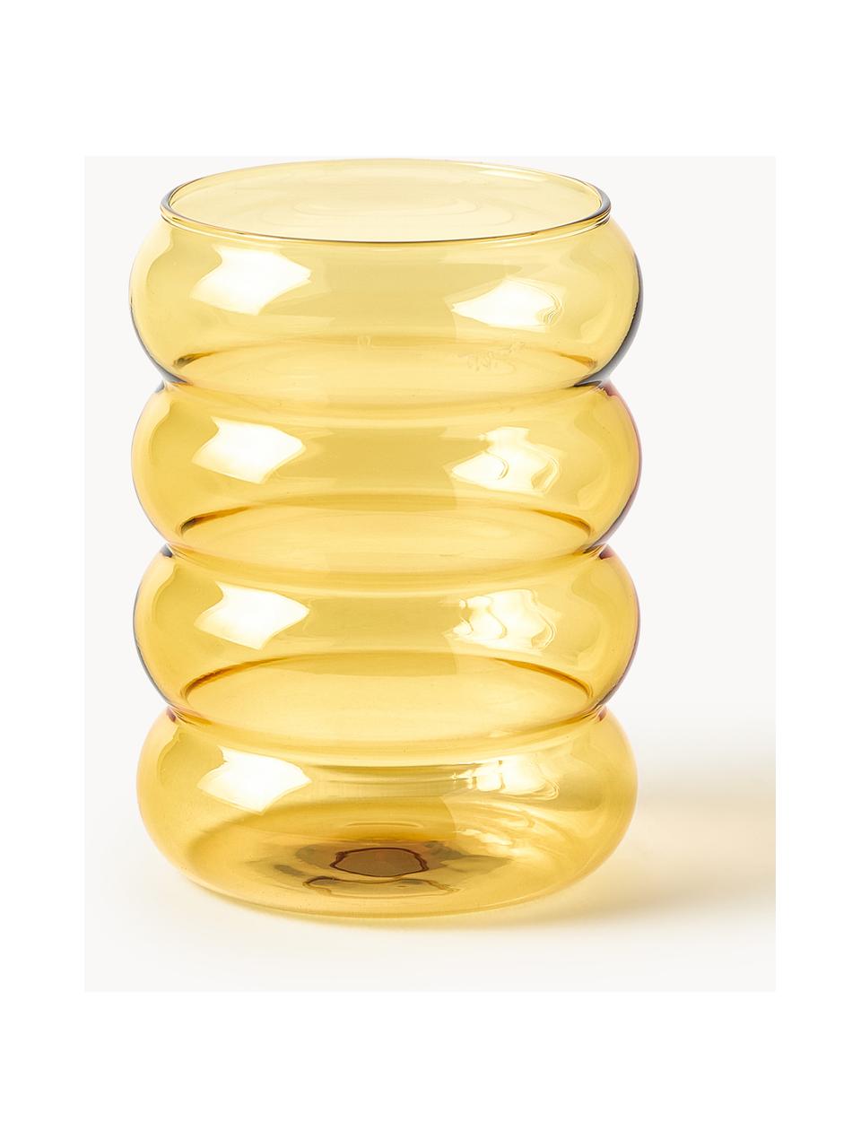 Sada ručně foukaných sklenic Bubbly, 4 díly, Borosilikátové sklo, Více barev, transparentní, Ø 8 cm, V 10 cm, 320 ml