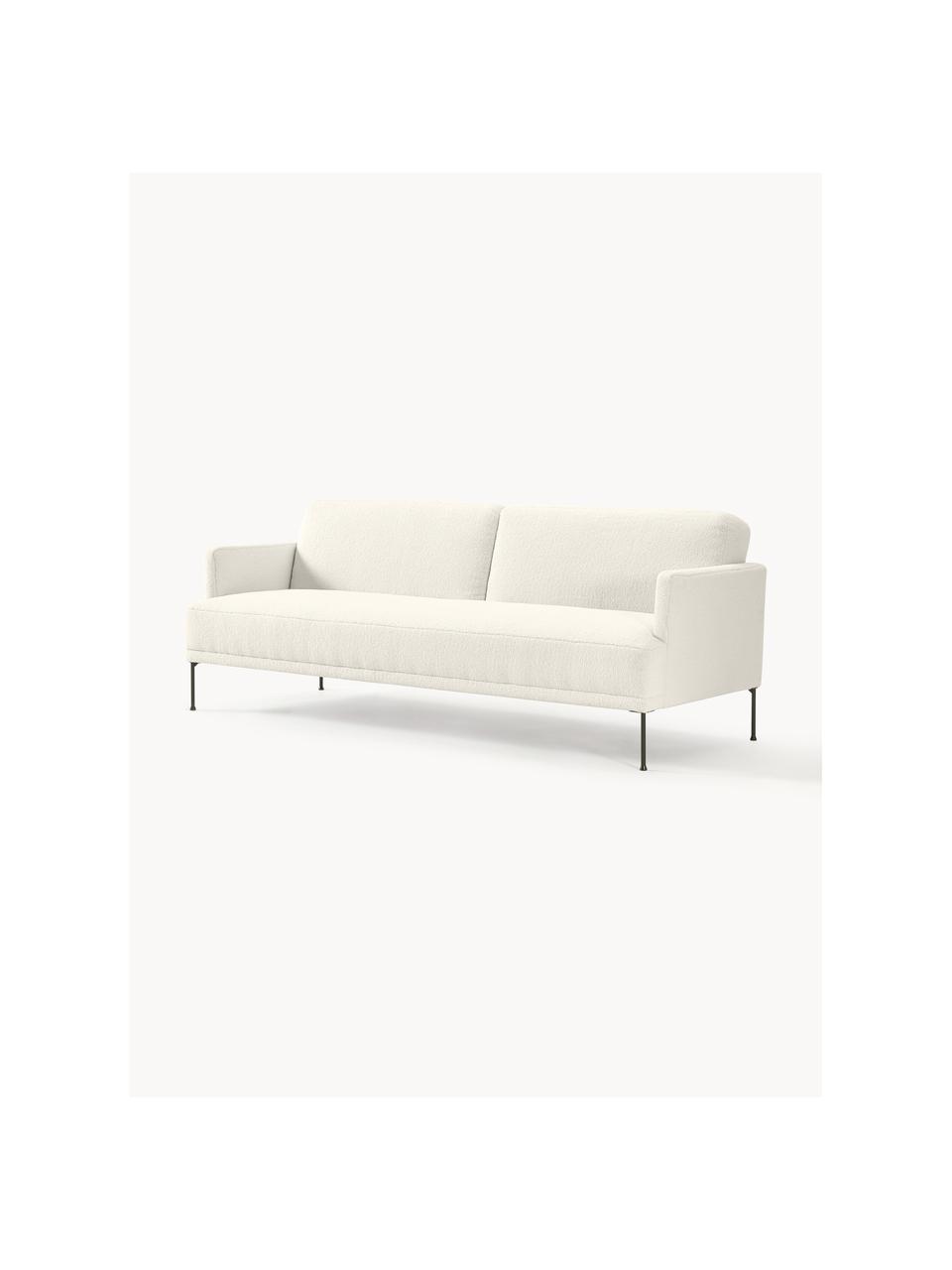 Teddy-Schlafsofa Fluente (3-Sitzer), Bezug: Teddy (100 % Polyester) D, Gestell: Massives Kiefernholz, Füße: Metall, pulverbeschichtet, Teddy Off White, B 220 x T 88 cm