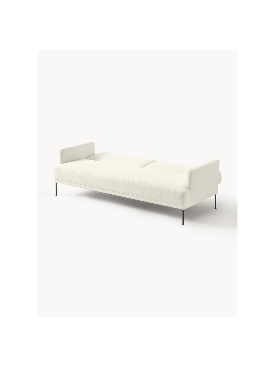 Divano letto 2 posti 133x80 cm in tessuto teddy bianco con schienale  regolabile in 6 posizioni 