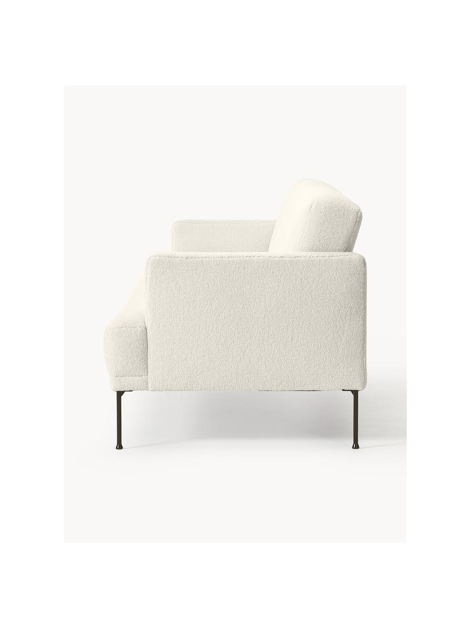 Sofá cama de borreguillo Fluente (3 plazas), Tapizado: tejido bouclé 100% poliés, Estructura: madera de pino maciza con, Patas: metal con pintura en polv, Tejido Off White, An 220 x F 88 cm