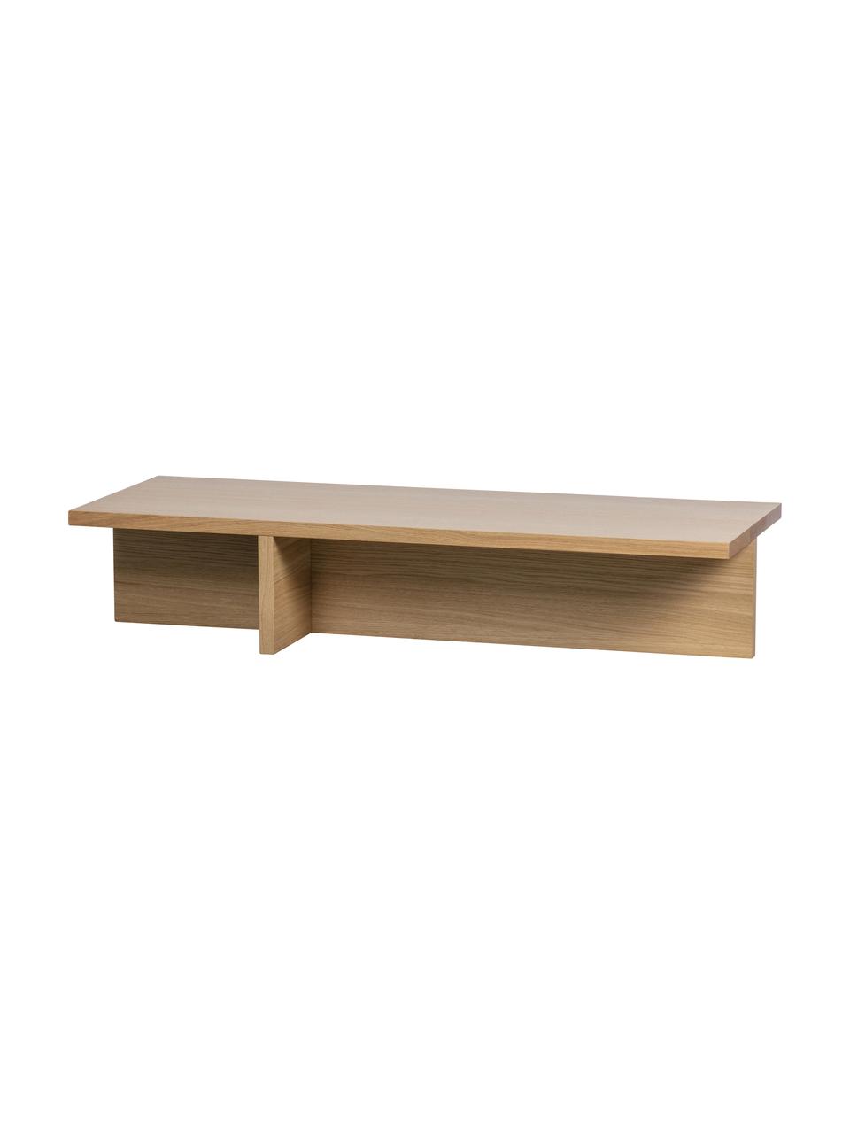 Table basse moderne Angle, MDF (panneau en fibres de bois à densité moyenne) avec placage en bois de chêne, Brun clair, larg. 135 x haut. 27 cm
