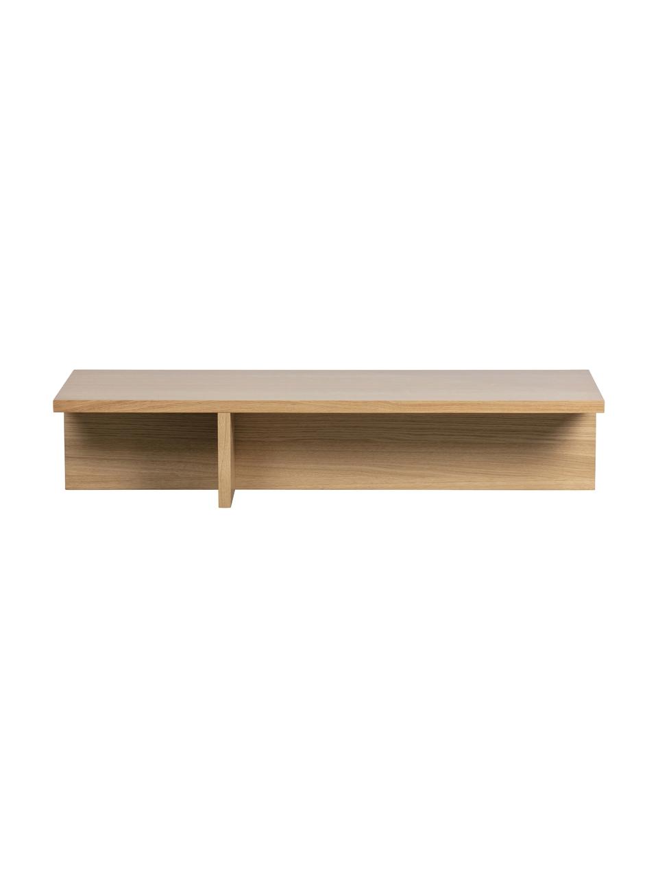 Mesa de centro Angle, estilo moderno, Tablero de fibras de densidad media (MDF) con chapado en madera de roble, Madera clara, An 135 x Al 27 cm