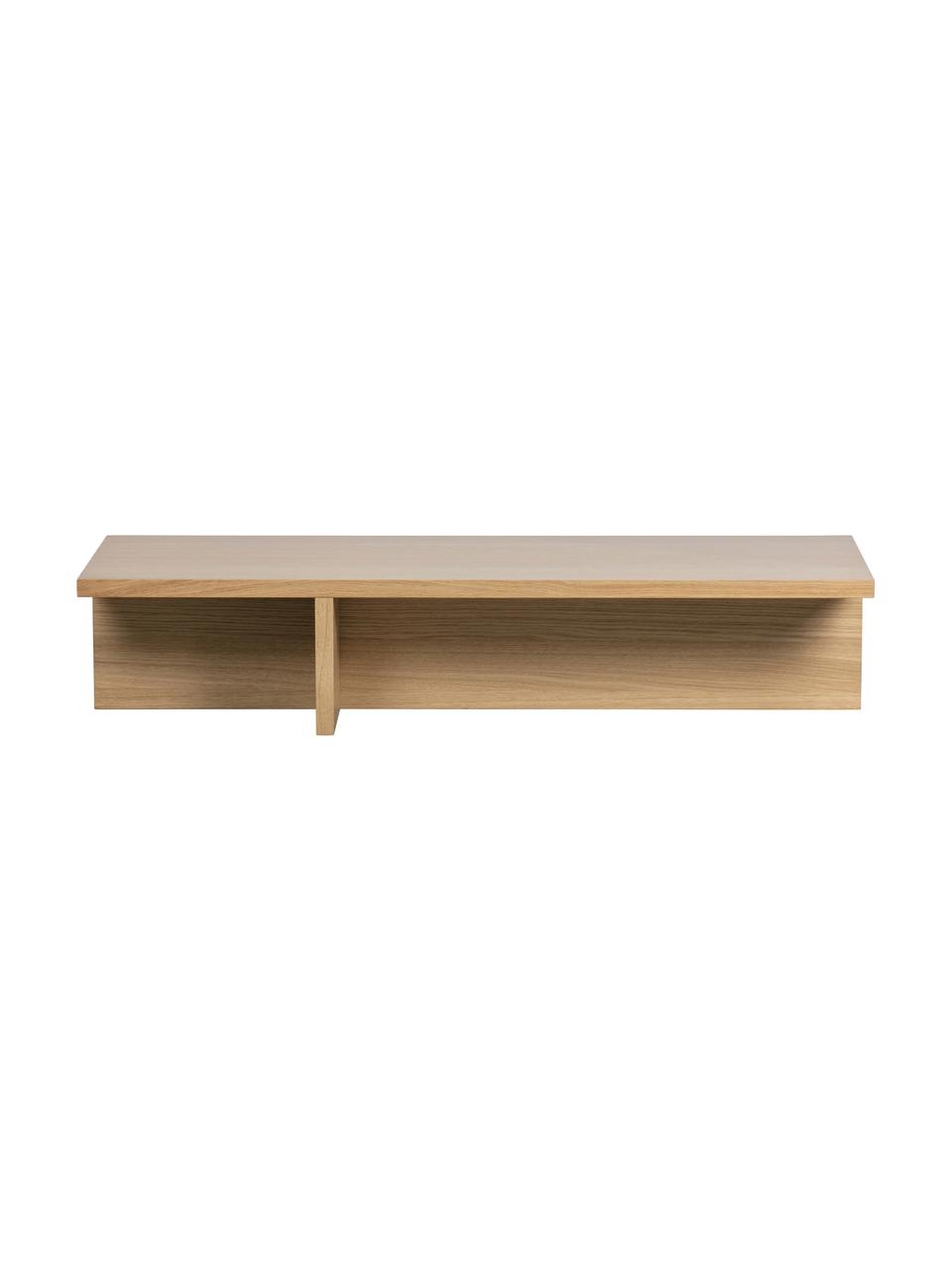 Tavolino da salotto moderno Angle, Pannello di fibra a media densità (MDF) con finitura in noce, Marrone chiaro, Larg. 135 x Alt. 27 cm