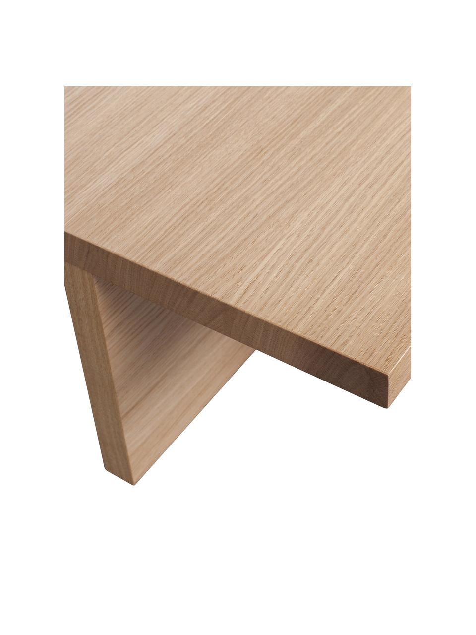 Mesa de centro Angle, estilo moderno, Tablero de fibras de densidad media (MDF) con chapado en madera de roble, Madera clara, An 135 x Al 27 cm
