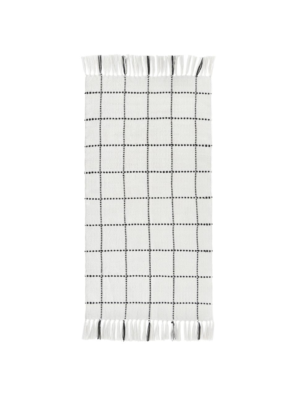 Alfombra de interior/exterior con flecos Prague, 100% poliéster con certificado GRS

El material utilizado en este producto ha sido probado contra sustancias nocivas y está certificado según STANDARD 100 por OEKO-TEX® 11-62055, Shirley., Blanco, negro, An 80 x L 150 cm (Tamaño XS)