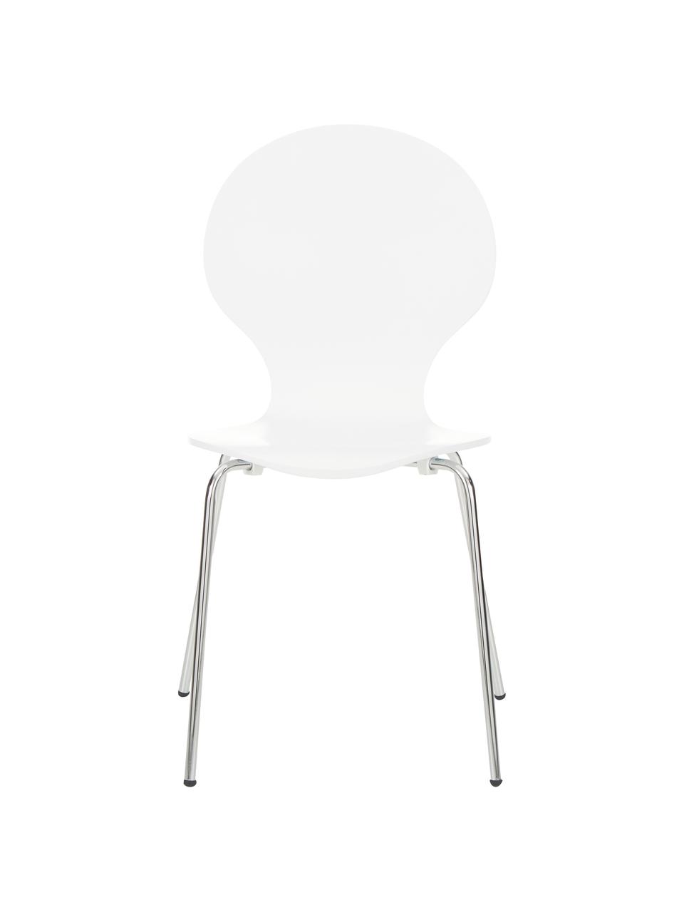 Sillas Marcus, 4 uds., Asiento: tablero de fibras de dens, Estructura: acero, cromado, Blanco, An 49 x F 53 cm