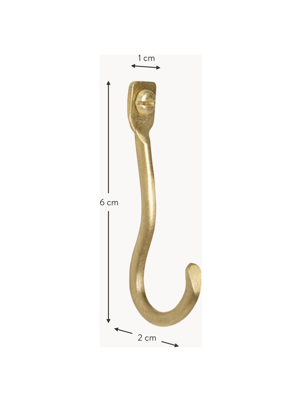 Handgefertigte Messing-Wandhaken Curvature, 3 Stück, Messing, Messing, matt, B 1 x H 6 cm