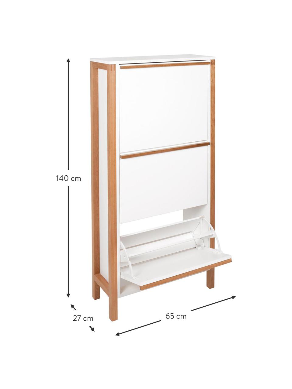 Schoenenkast Northgate met 3 vouwvakken, Wit, eikenhout, B 65 x H 140 cm