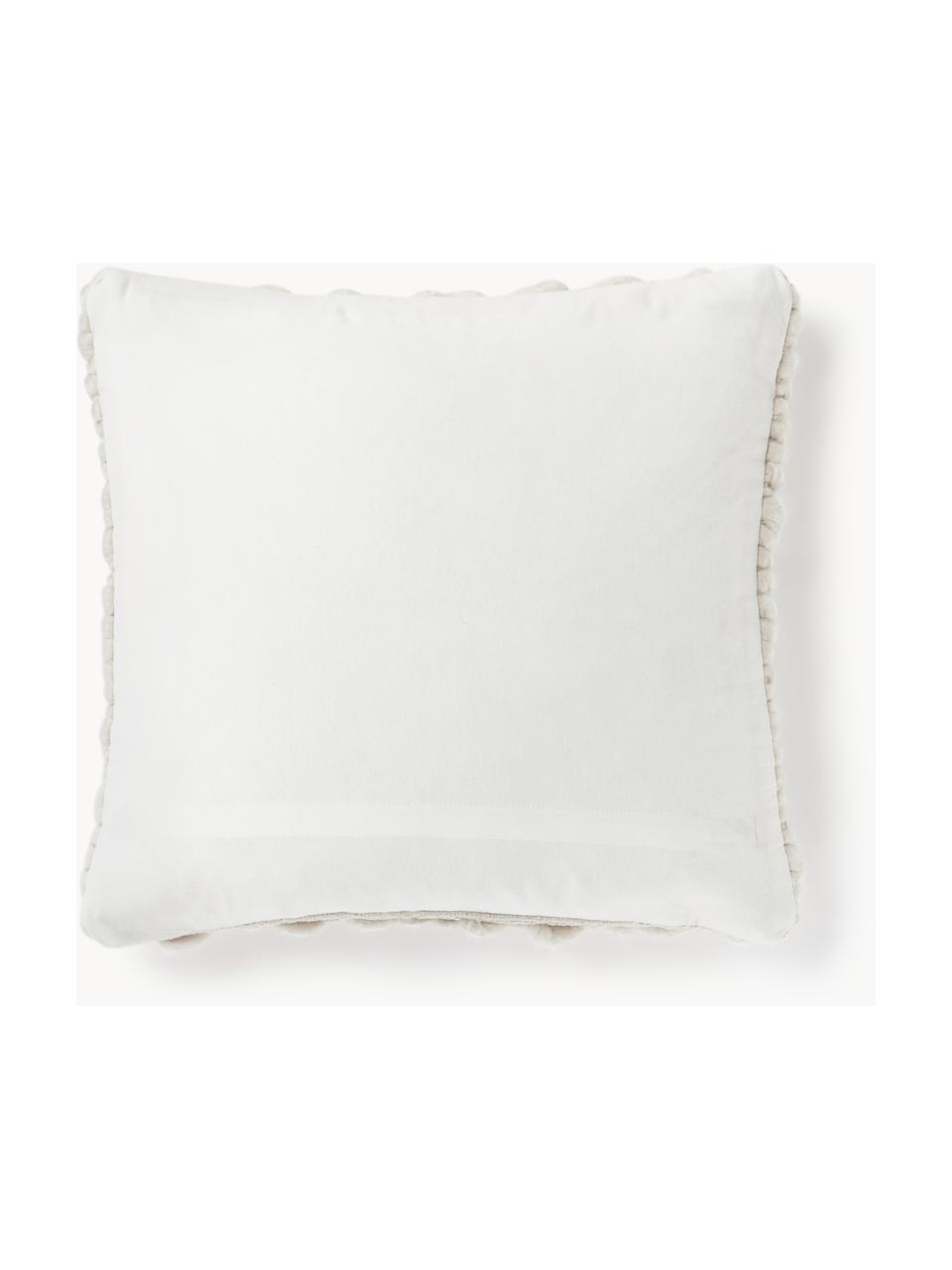 Housse de coussin grosse maille Belen, Blanc crème, larg. 50 x long. 50 cm