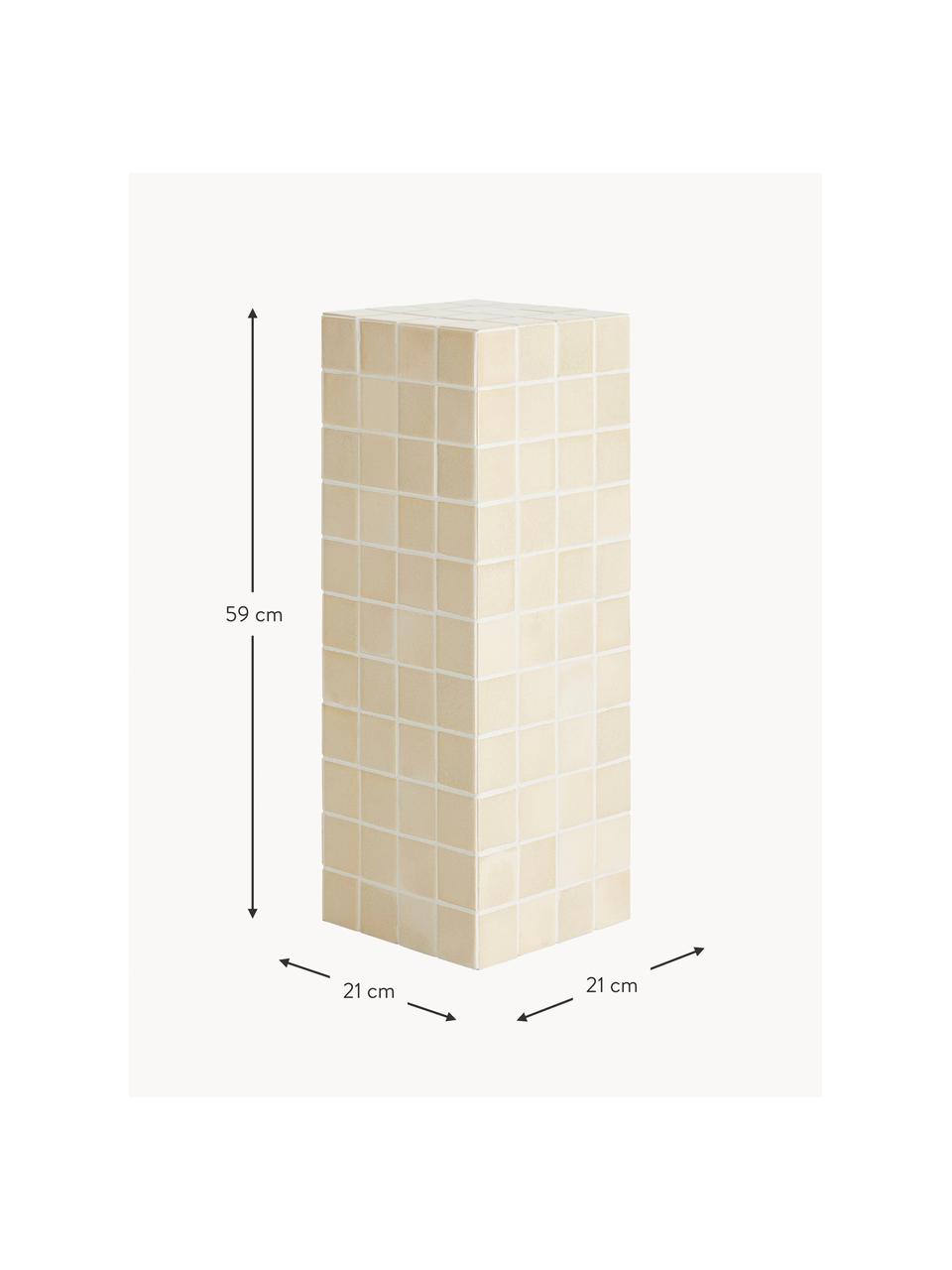 Dekorativní sloup Krakelina, Lakovaná dřevovláknitá deska střední hustoty (MDF), Světle béžová, bílá, Š 21 cm, V 59 cm