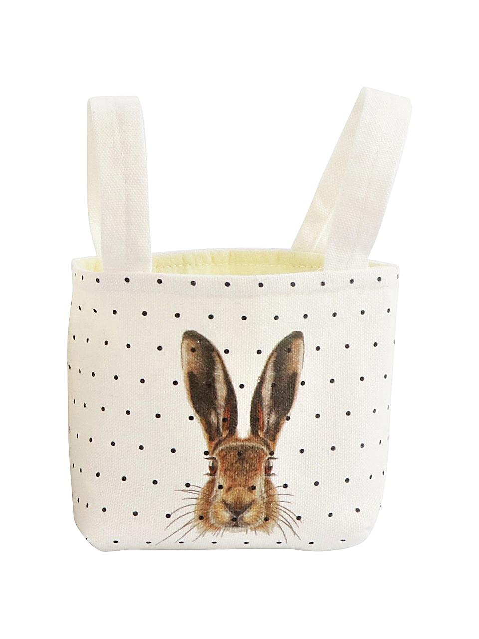 Aufbewahrungskörbe-Set Happy Hase aus Baumwolle, 2-tlg., Baumwolle, Braun, Weiß, Schwarz, Set mit verschiedenen Größen