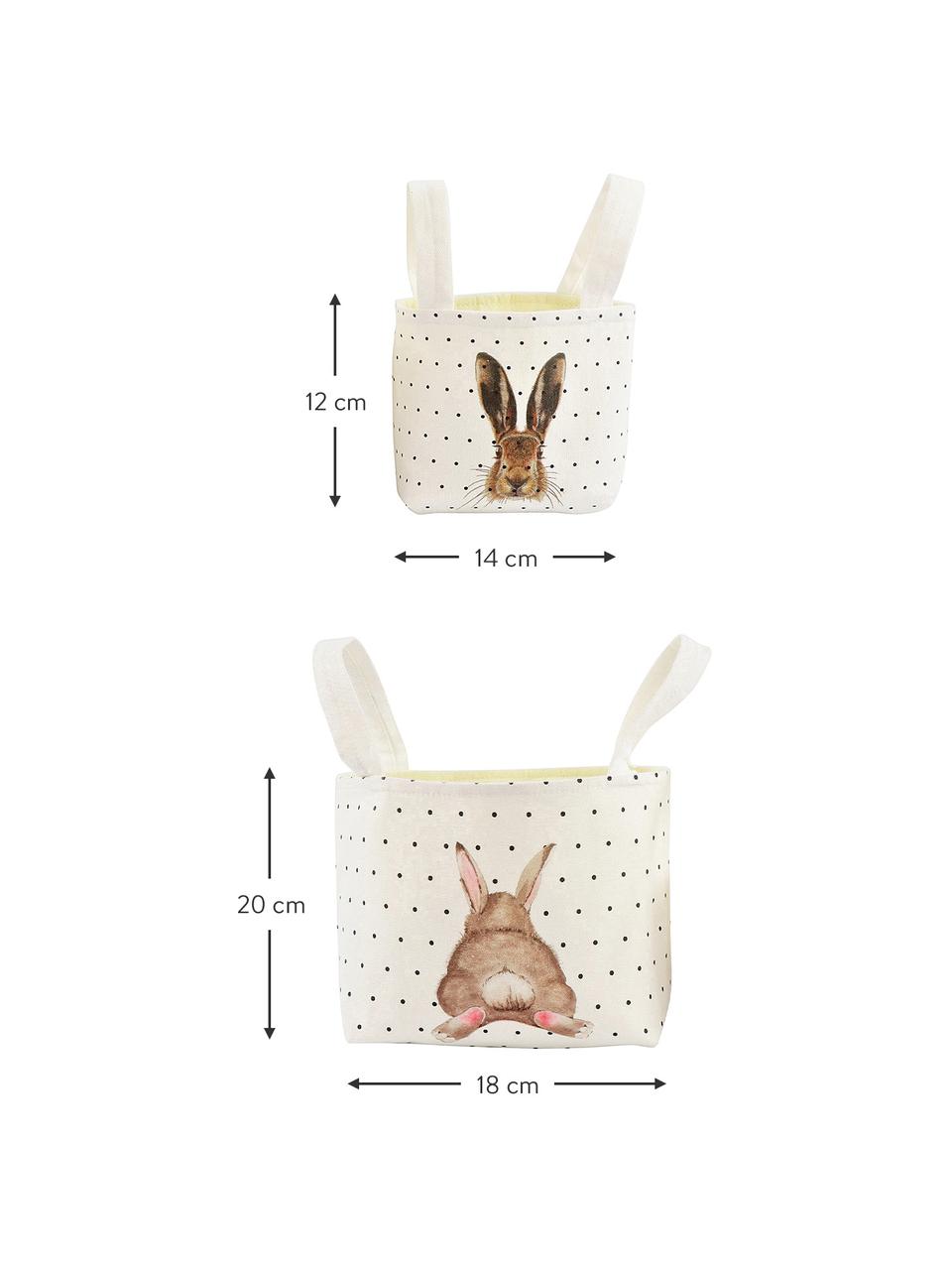 Aufbewahrungskörbe-Set Happy Hase aus Baumwolle, 2-tlg., Baumwolle, Braun, Weiß, Schwarz, Set mit verschiedenen Größen