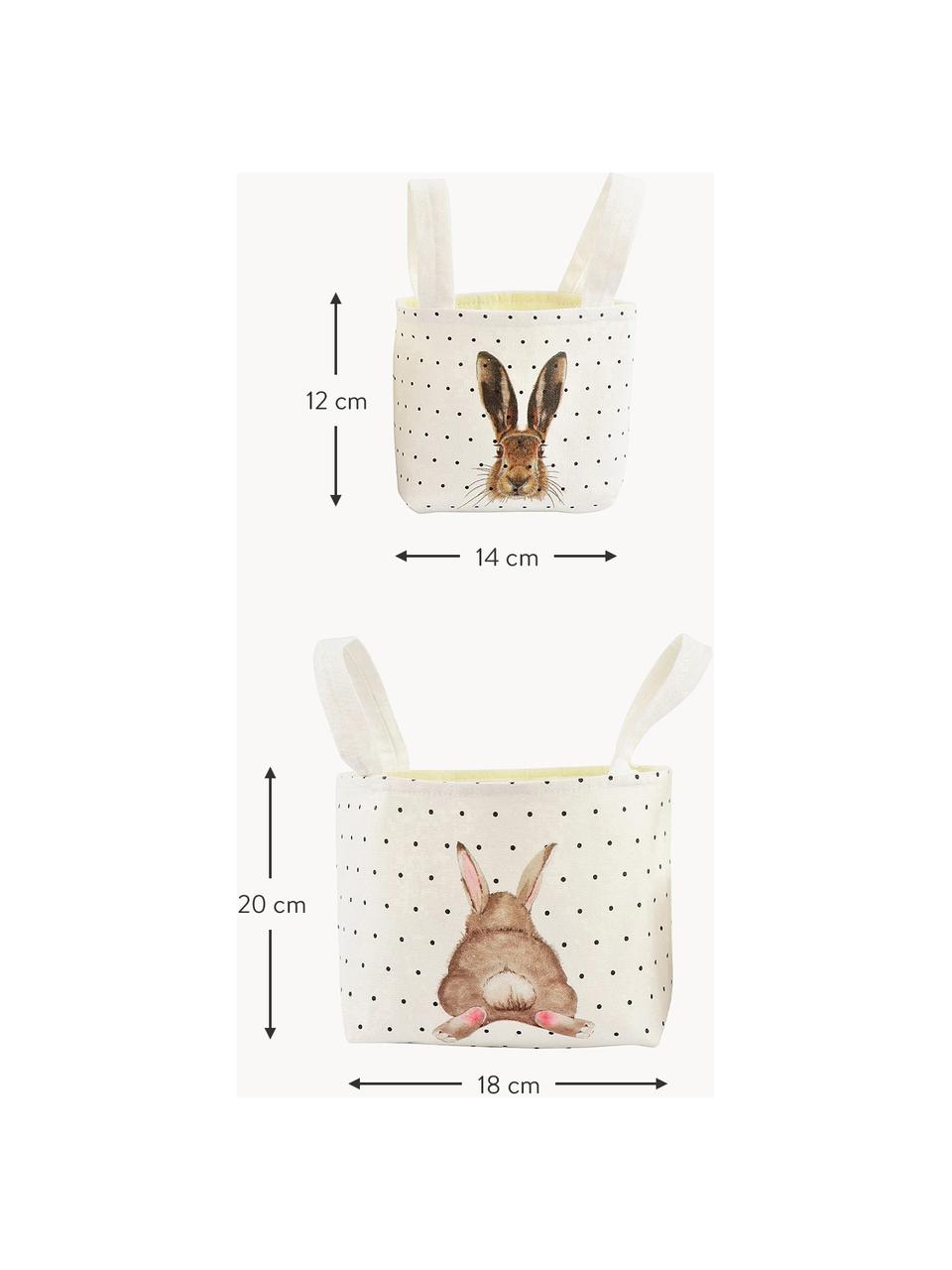 Aufbewahrungskörbe-Set Happy Hase aus Baumwolle, 2er-Set, Baumwolle, Hellbeige, Braun, Mehrfarbig, Set mit verschiedenen Größen