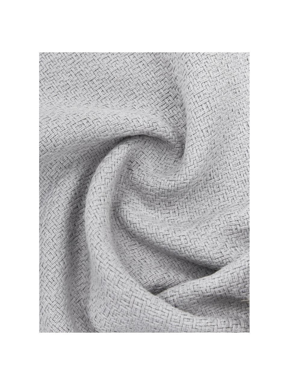 Housse de coussin gris clair à finition frangée Lorel, Gris