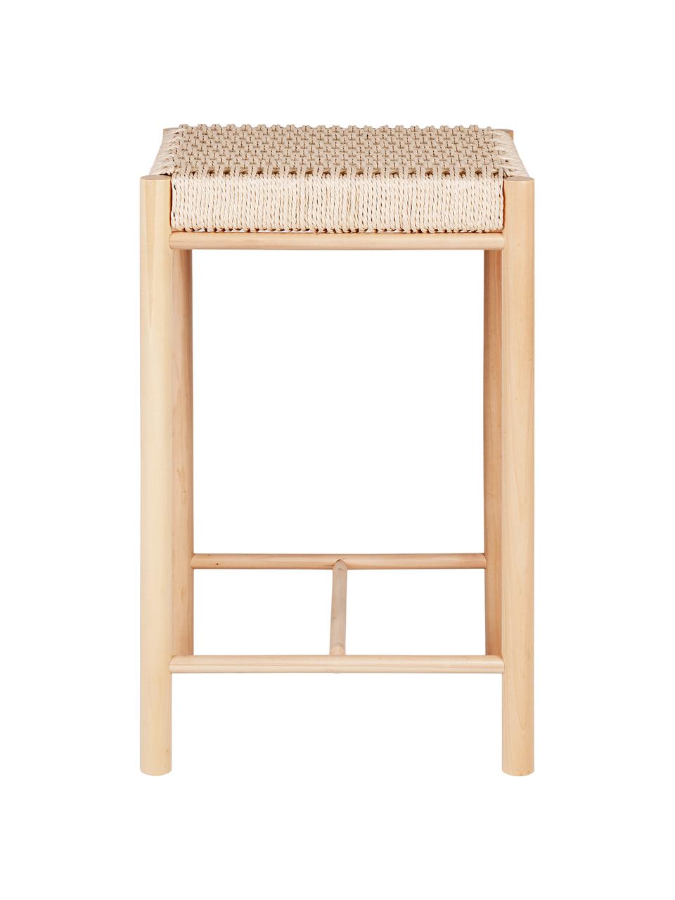 Sgabello da bancone in legno di pioppo Abano, Legno di pioppo, corda di carta, Legno di pioppo, Larg. 42 x Alt. 67 cm