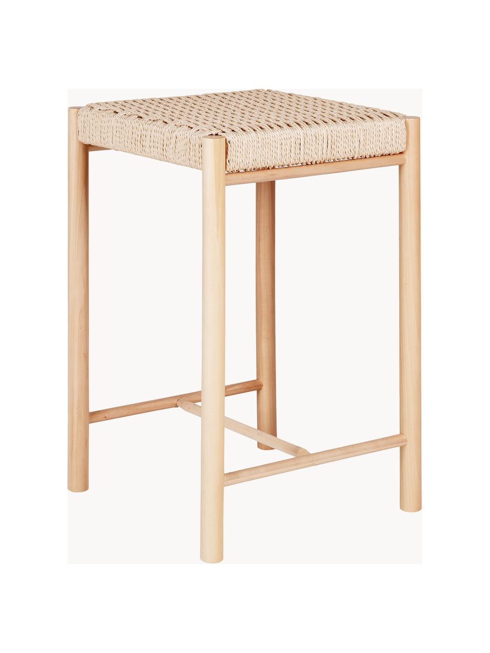 Barová stolička z topolového dřeva Abano, Topolové dřevo, papírová sňůra, Topolové dřevo, světle béžová, Š 42 cm, V 67 cm