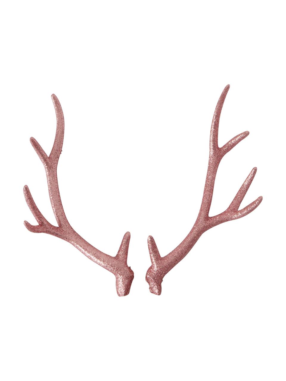 Bois de cerf décoratifs Crany, haut. 30 cm, 2 élém., Plastique, Vieux rose, larg. 16 x haut. 30 cm