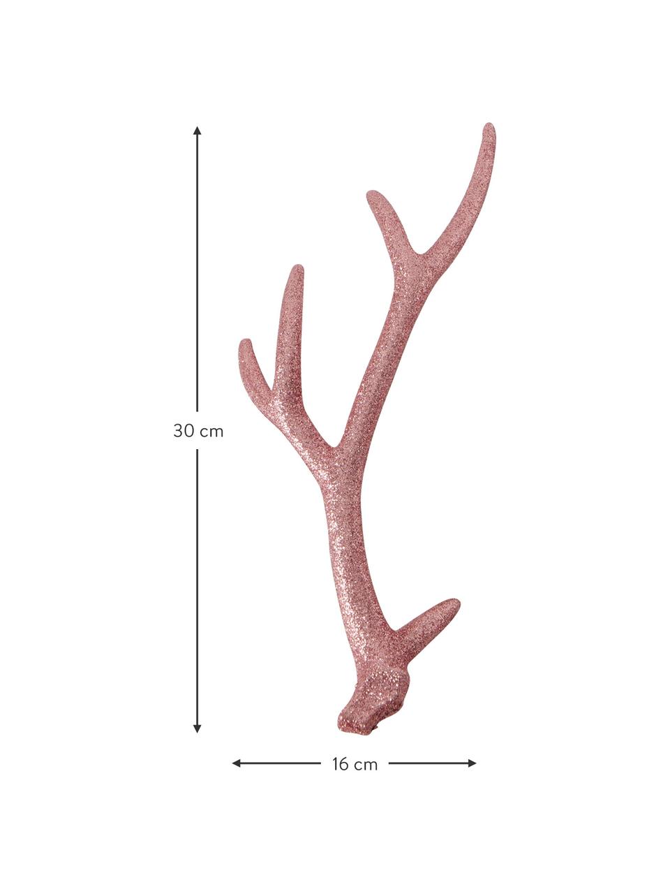 Bois de cerf décoratifs Crany, haut. 30 cm, 2 élém., Plastique, Vieux rose, larg. 16 x haut. 30 cm