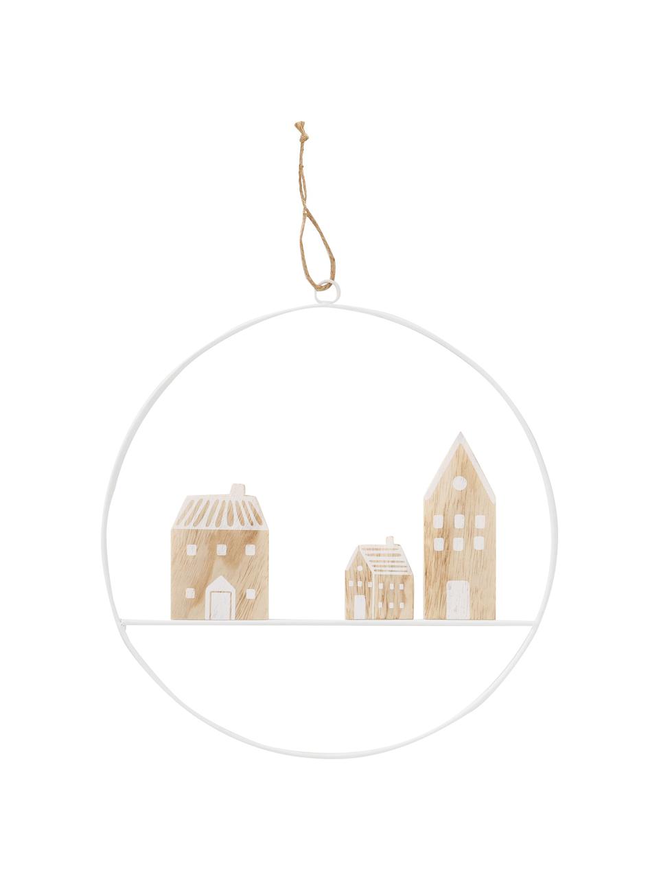 Set 2 ciondoli di Natale decorativi Nordy, Cinturino: juta, Beige, bianco, Larg. 30 x Alt. 32 cm