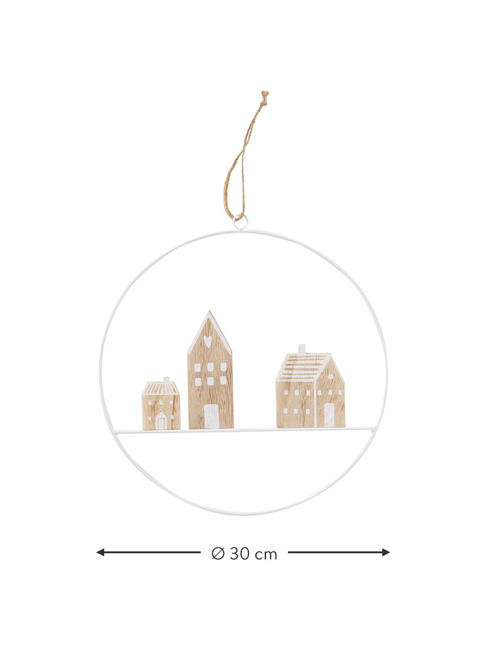 Set 2 ciondoli di Natale decorativi Nordy, Cinturino: juta, Beige, bianco, Larg. 30 x Alt. 32 cm