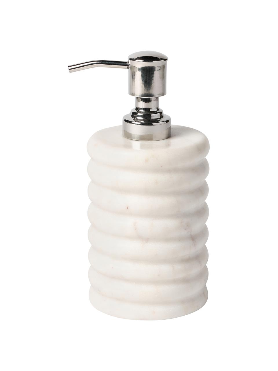 Distributeur de savon en marbre Orta, Blanc, marbré, Ø 8 x haut. 17 cm