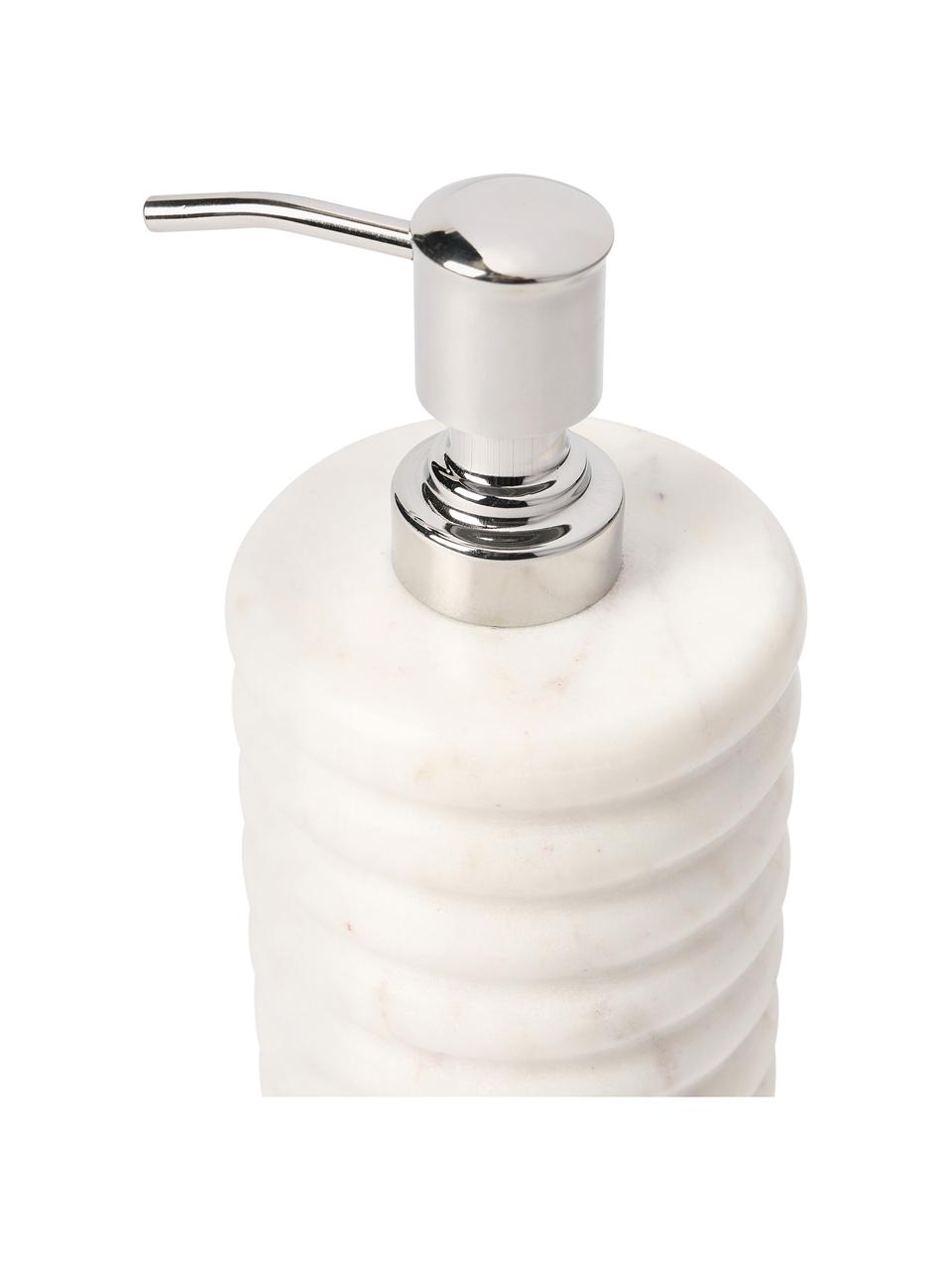 Distributeur de savon en marbre Orta, Blanc, marbré, Ø 8 x haut. 17 cm