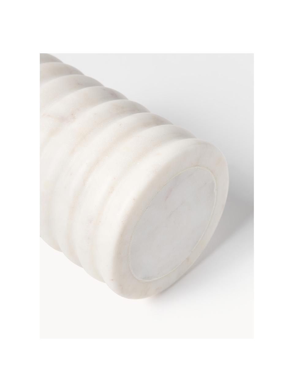 Marmor-Seifenspender Orta, Behälter: Marmor, Pumpkopf: Kunststoff, Weiss, marmoriert, Ø 8 x H 17 cm