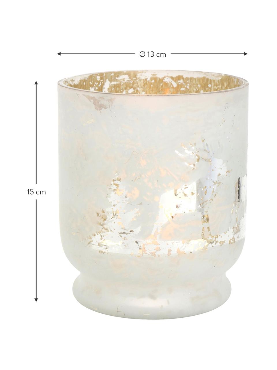 Svícen Bonaparte, Lakované sklo, Bílá, stříbrná, Ø 13 cm, V 15 cm
